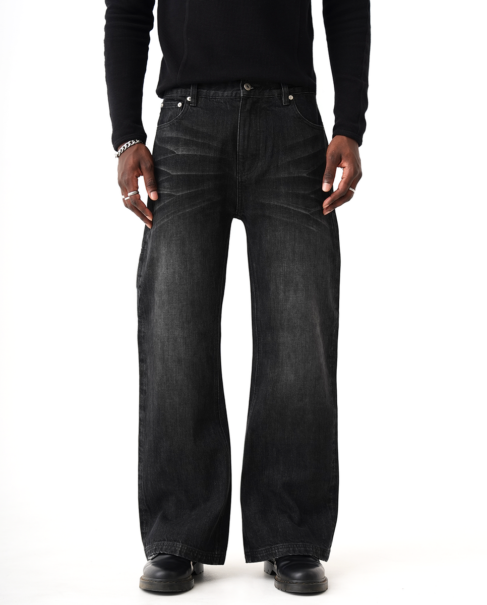 15oz Selvedge Bootcut Jeans – Washed Black – A$APMODE