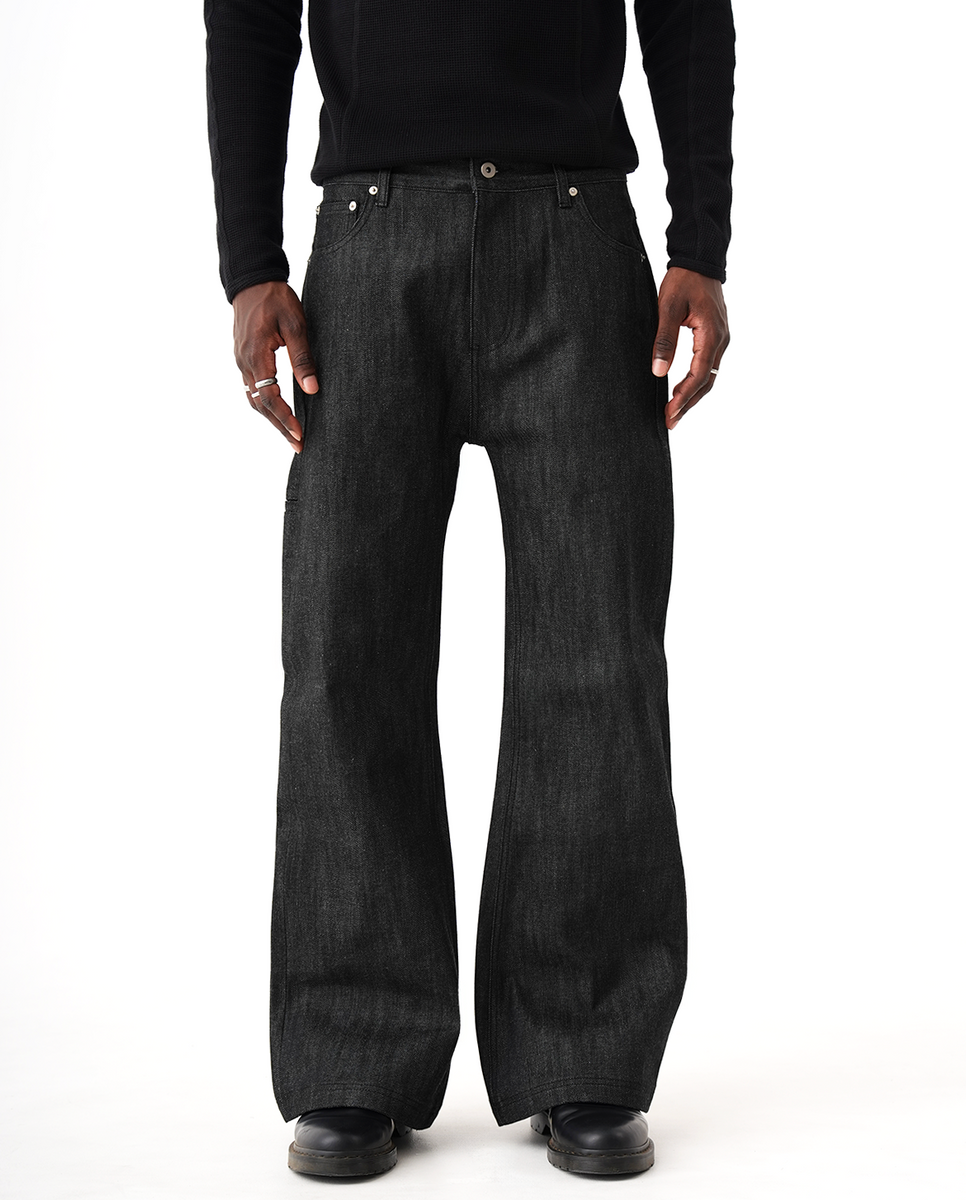 15oz Raw Selvedge Bootcut Jeans – Black – A$APMODE