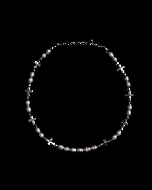 Ash cross real pearl necklace