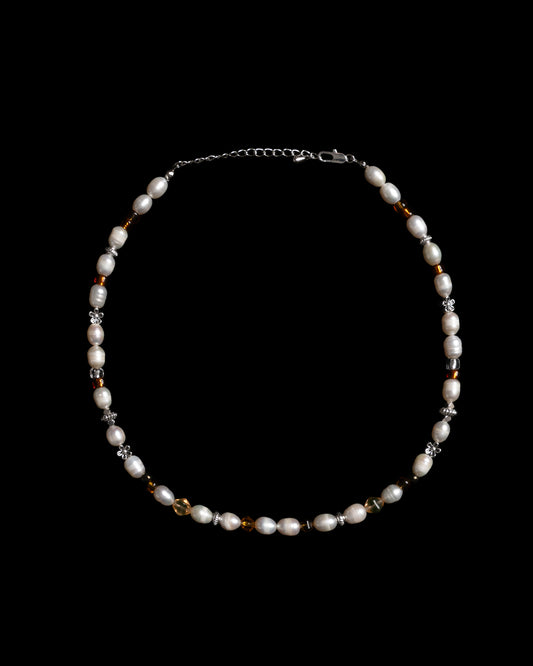 African marigold real pearl necklace