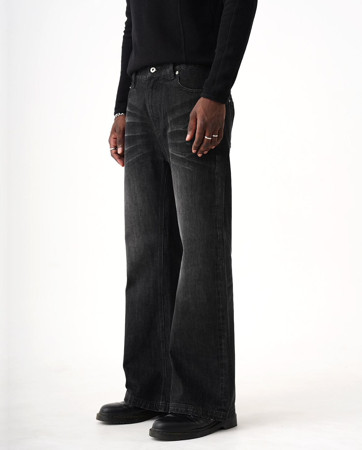 15oz Selvedge Bootcut Jeans – Washed Black – A$APMODE 15oz Selvedge Bootcut Jeans – Washed Black – A$APMODE