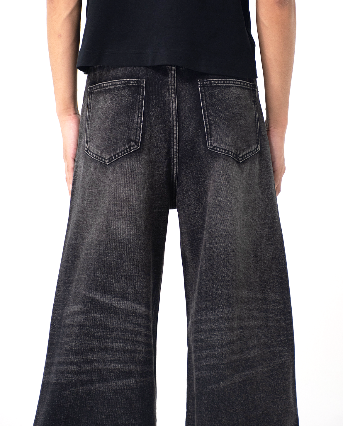 パンツ ASAPMODE Wavy Washed Wide Denim Pants Creased Washed Wide Denim Pants – A$APMODE