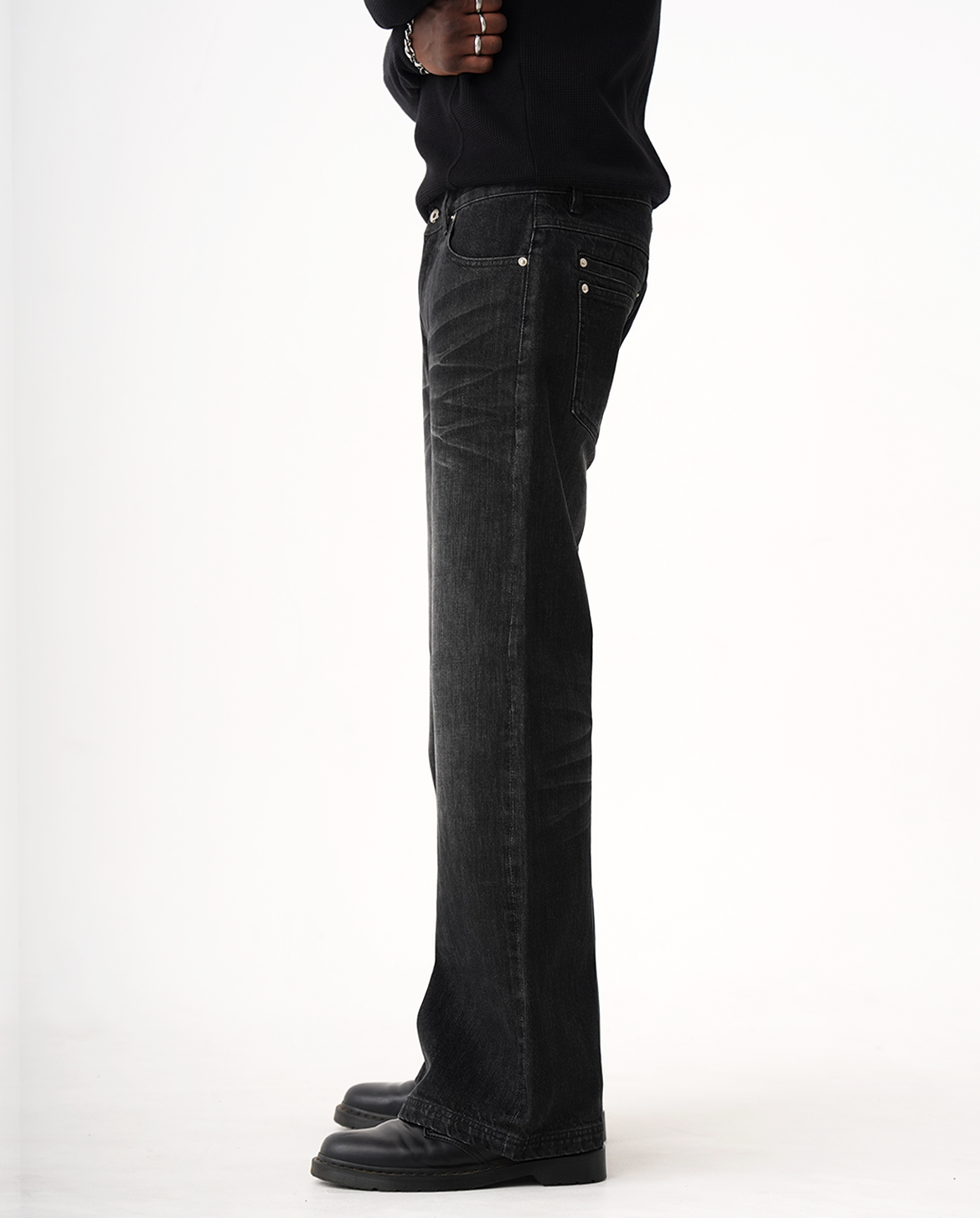 15oz Selvedge Bootcut Jeans – Washed Black – A$APMODE 15oz Selvedge Bootcut Jeans – Washed Black – A$APMODE