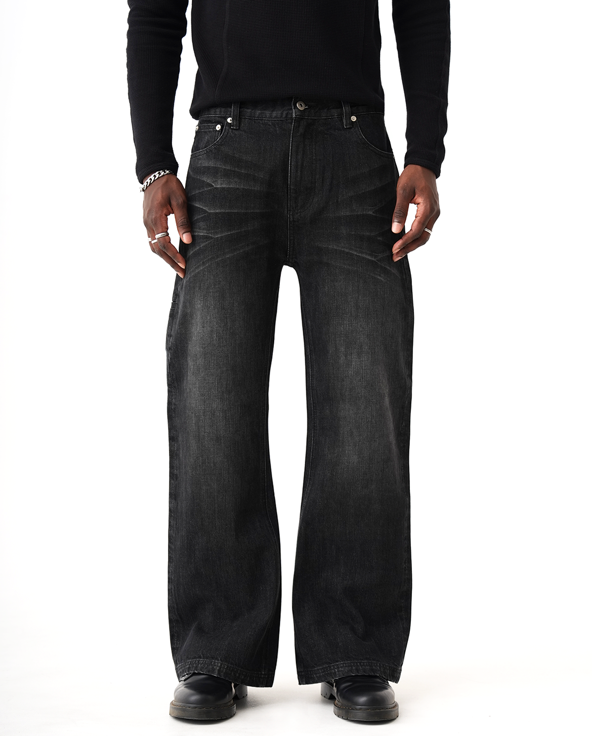 15oz Selvedge Bootcut Jeans – Washed Black – A$APMODE 15oz Selvedge Bootcut Jeans – Washed Black – A$APMODE