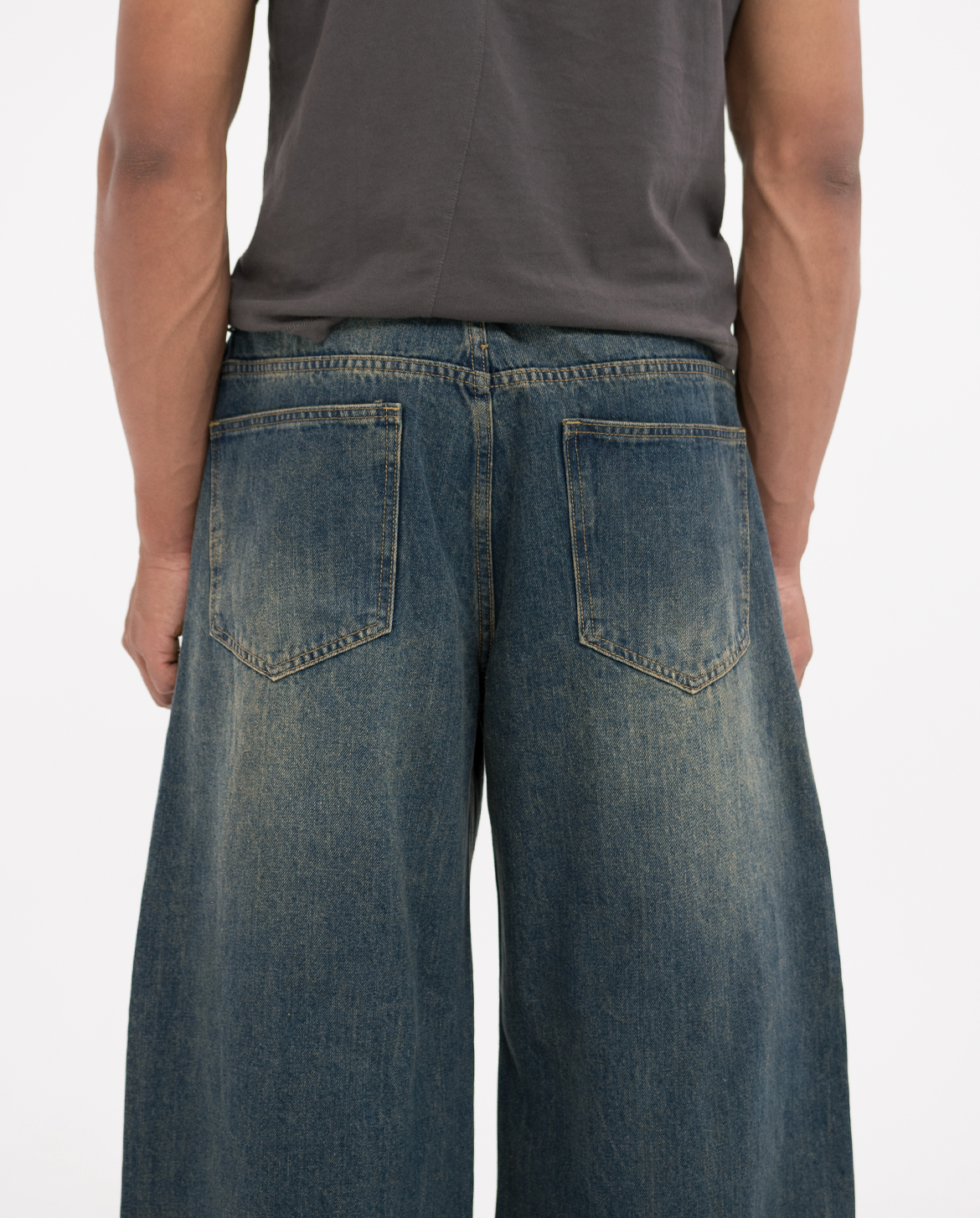 Asapmode ワイドレッグデニム Creased Washed Wide Denim Pants – A$APMODE